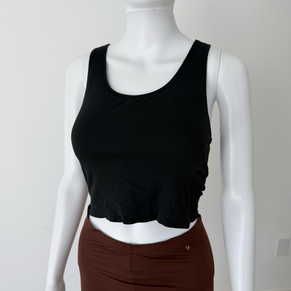 CALIA by Carrie Underwood Black Ribbed Crop Top Sports Bra